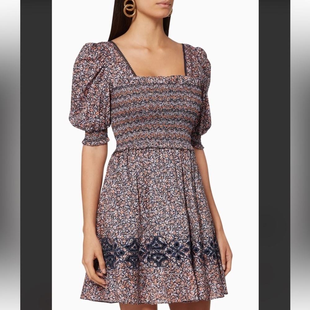 SIMKHAI Athena Floral Smocked Dress
